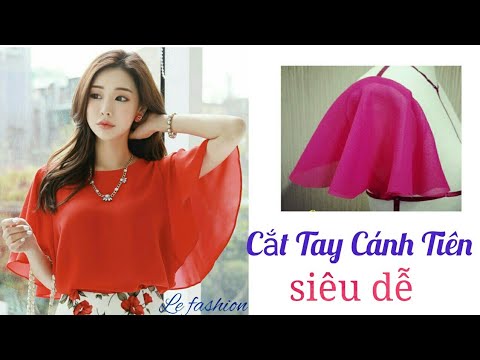 091  Cắt tay cánh tiên cực dễ  chỉ duy nhất một đường cắt| sleeve design|lefashion|how to sew