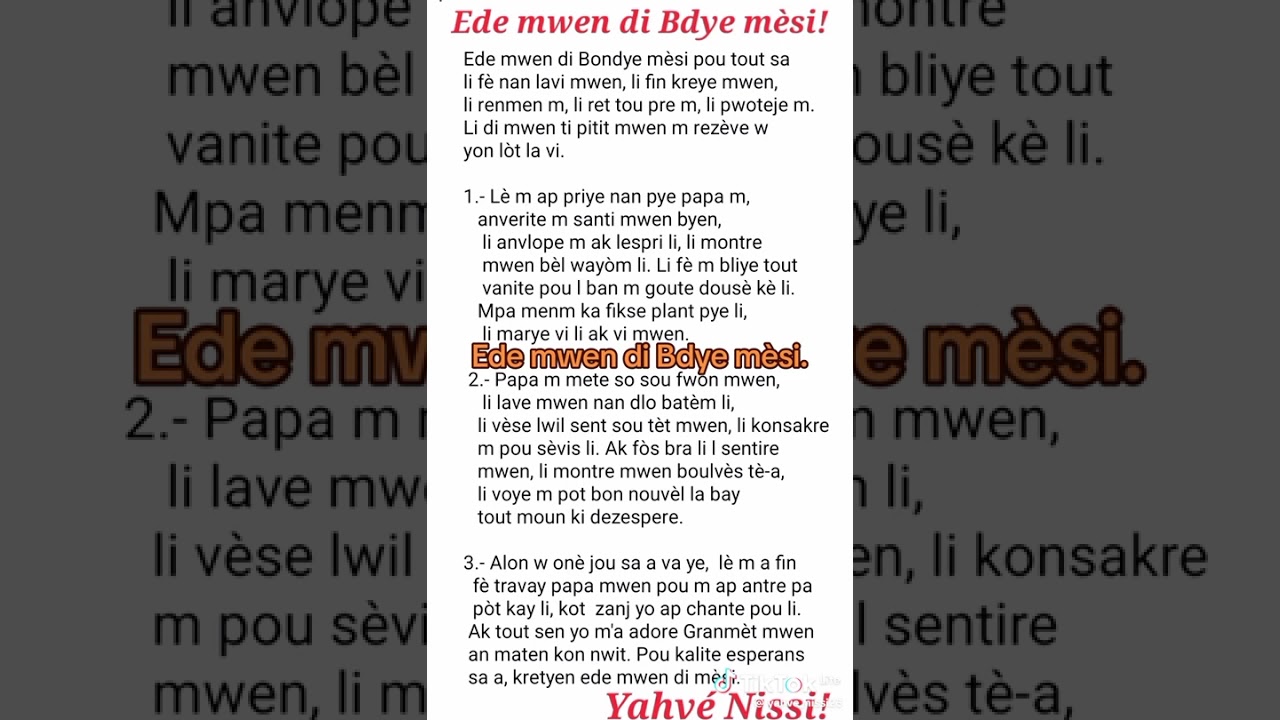 Ede mwen di Bondye Mèsi 🙏