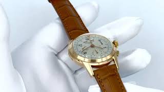 Vidéo: Montre Chronographe Suisse en or rose avec triple quantième et chronographe vers 1950