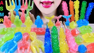 ASMR 🌈RAINBOW ROCK CANDY KOHAKUTOU コハクト LEGO FORK ROBOT LIPS MUKBANG CANDYS