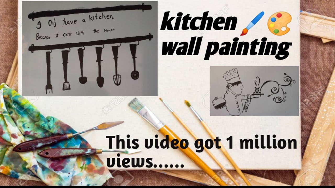 Simple kitchen wall painting // latest design kitchen wall painting 🖌️🎨 ...