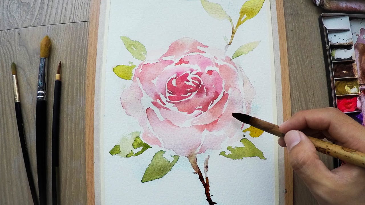 How to paint a rose in watercolors Level 4 YouTube