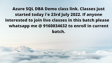 Azure SQL DBA demo class