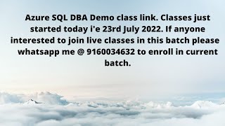 Azure SQL DBA demo class