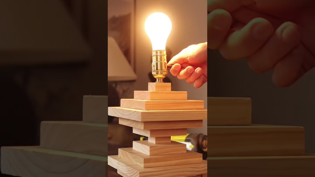 DIY Sculptural Wood Table Lamp #Shorts #diy #homedecor
