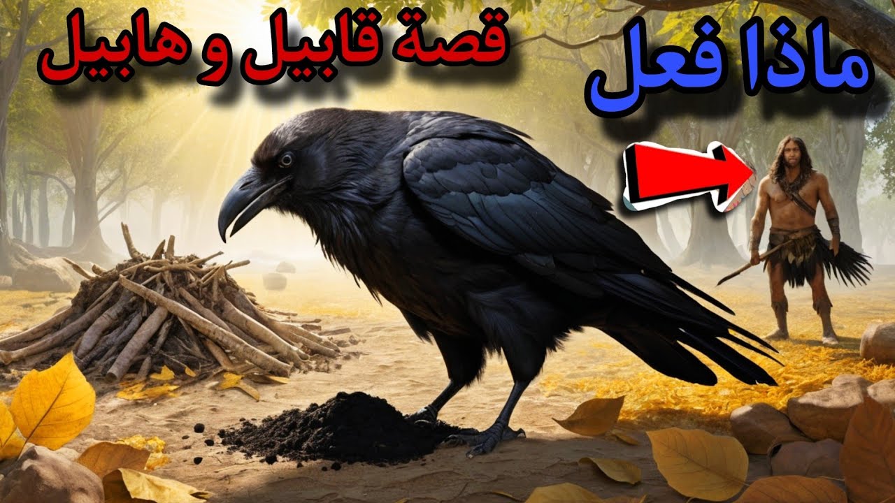 Первое убийство в истории, Каин и Авель, и ворон, описывающие небеса и их удовольствия с помощью ...