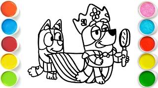 Bluey and Bingo playing dress up game Drawing, Painting & Coloring For Kids and Toddlers_ Child Art