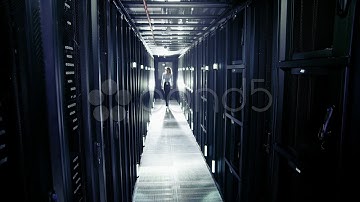 Attractive It Engineer Working In A Data Center. Stock Footage