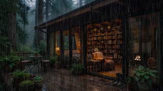 Soft Forest Cabin Rain at Night | Relaxing Piano Sounds for Deep Sleep and Rest screenshot 5