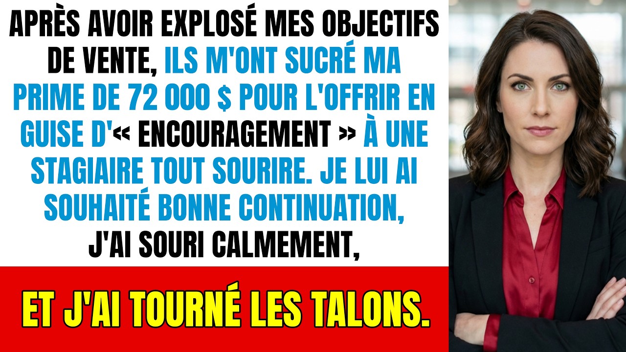 Ma prime de 72 000 $ donnée à un nouveau stagiaire : ma riposte discrète a stupéfié tout le monde...