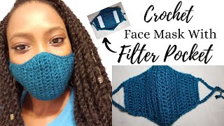 🧶😷Crochet Face Mask with Filter Pocket Tutorial | Adjustable Crochet Face Mask | Quick & Easy