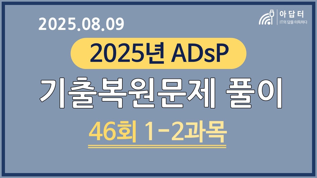 [ADsP 46회(25.08.09)] 기출복원문제 풀이 (1-2과목)