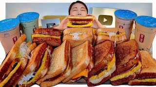 ASMR 간단하게 토스트 10개 버블티 마실게요😤 리얼먹방 :) Eating 10 pieces of toast, bubble tea MUKBANG