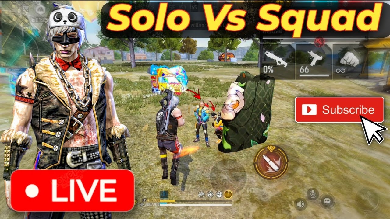 🔥 Free Fire Solo Vs Squad 🔥 | Insane Clutch | OP Gameplay | Live Match ...