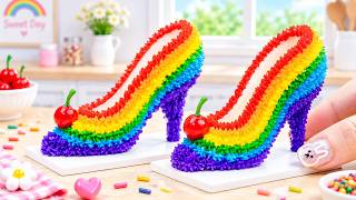 Miniature Cake Decorating Ideas | Beautiful Rainbow High Heel Cake Design by Daisy Mini Cakes