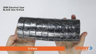25BK Electrical Tape BLACK | 20m 10 Pack
