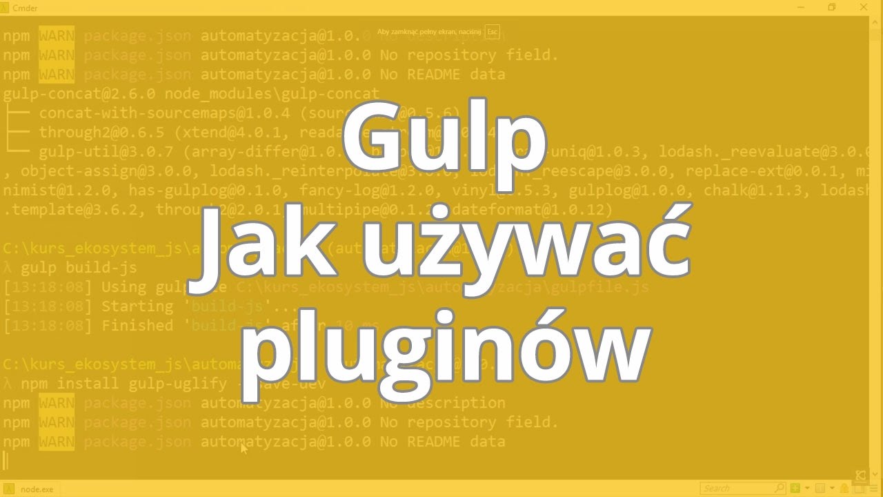 Kurs JavaScript - Ekosystem - wprowadzenie | Gulp jak używać pluginów ...