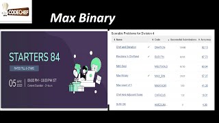 Max Binary | Starters 84 (Rated To All) | CODECHEF Solution.