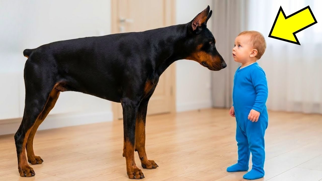 Wenn es nicht gefilmt wurde, werden Sie nicht glauben, was der Dobermann dem Baby angetan hat!