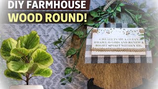Farmhouse Wood Round DIY | Buffalo Plaid Décor | Wood Round or Wreath Wednesday