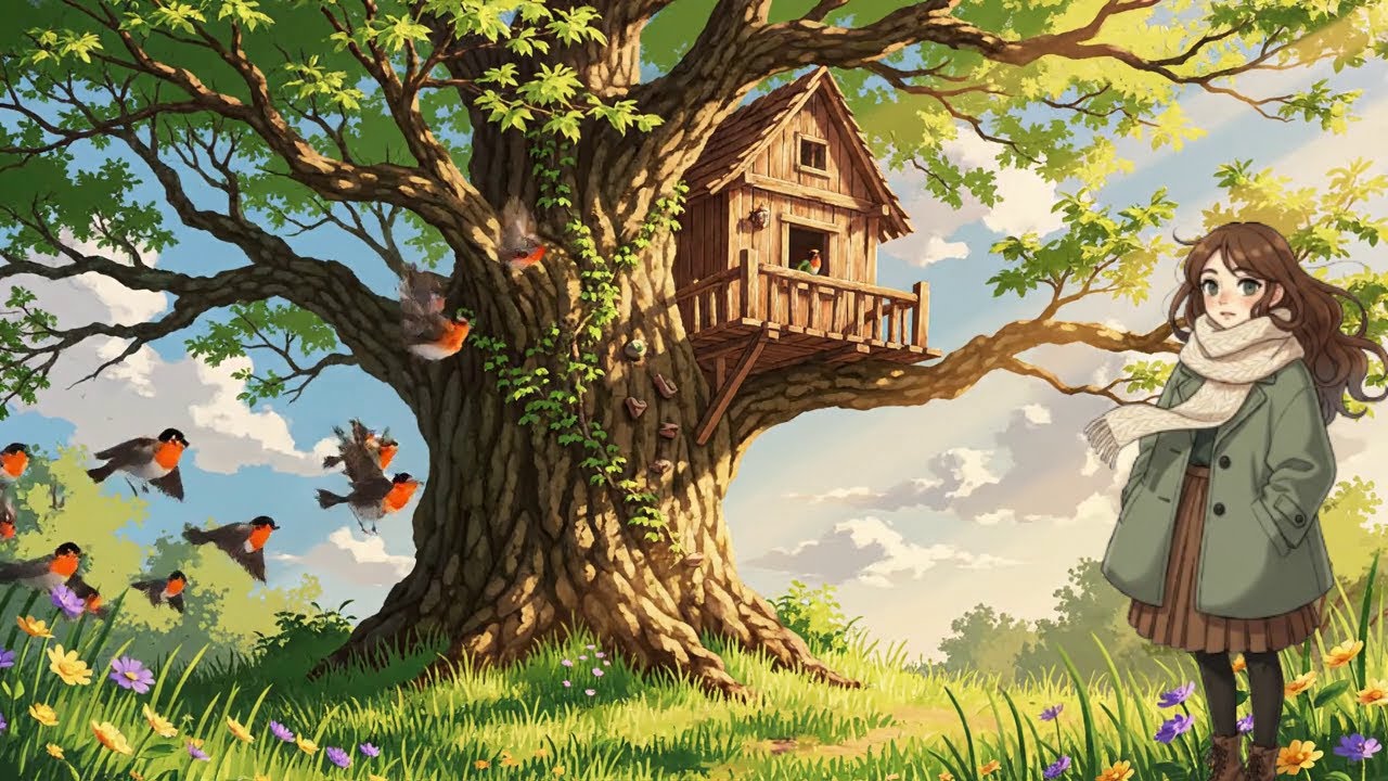 She Lives Alone in a Tree House 🌳  The Coziest Anime Night You’ll Ever See