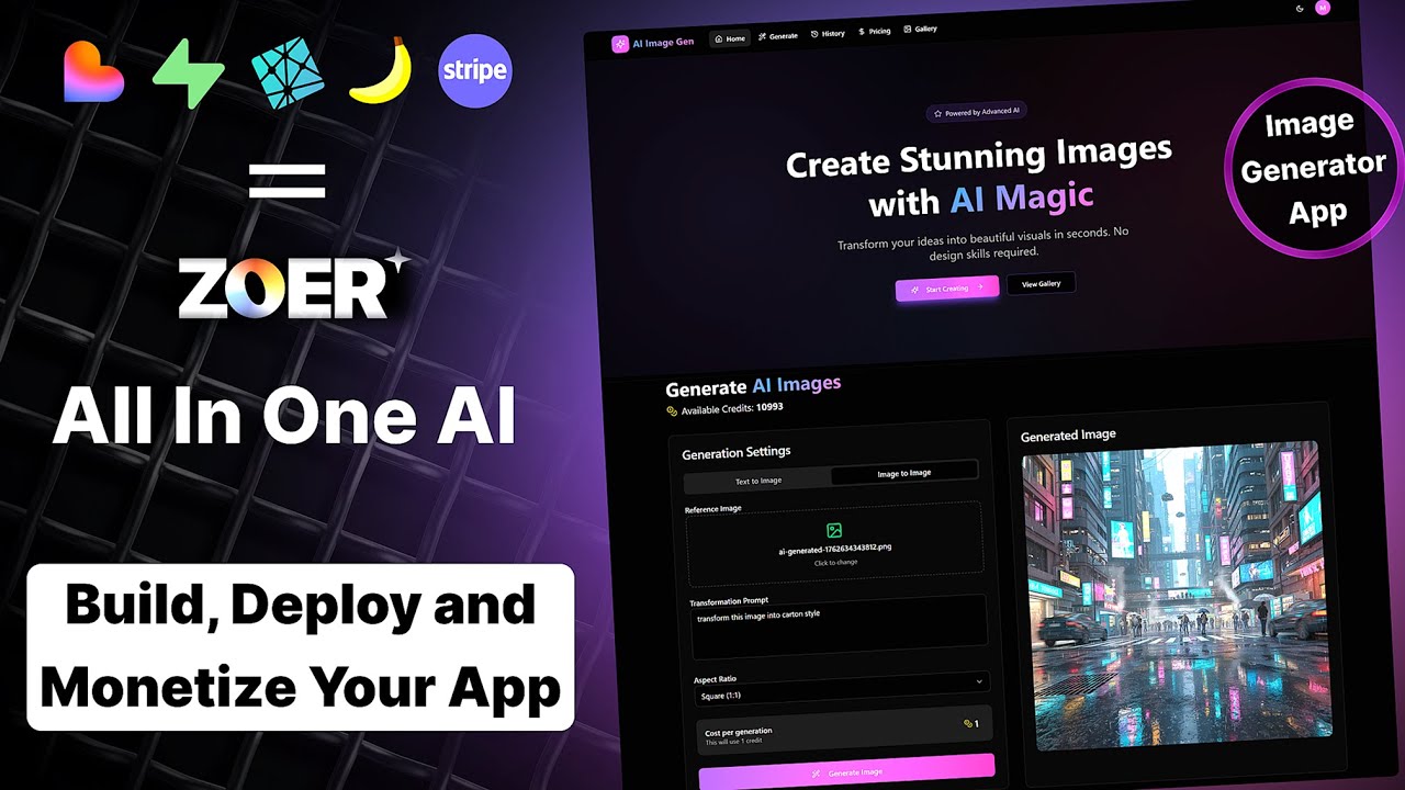 Built a Complete AI Image Generator App in Minutes with Zoer (No Code!) 🚀