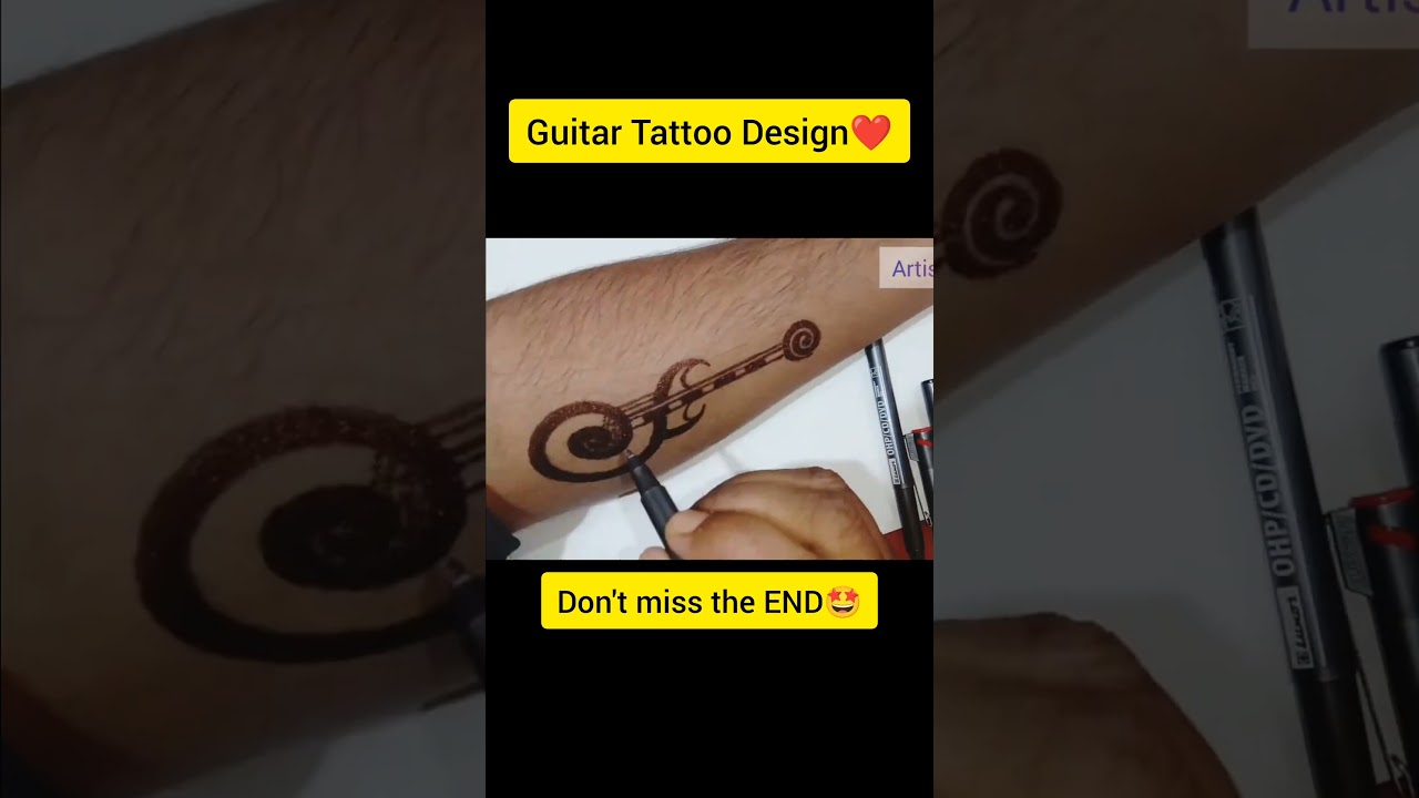 Guitar Tattoo Design by marker pen🤩🎸 