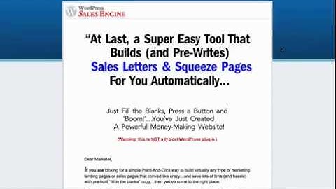 WordPress Sales Letters, Squeeze Pages (wp Sales Engine).wmv