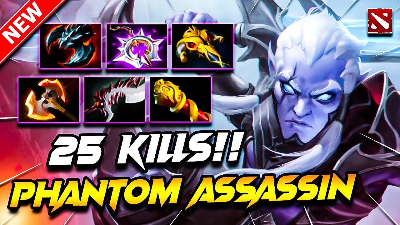 PHANTOM ASSASSIN Dota 2 Gameplay | (x25 Kills) Phantom Assassin DOTA 2 Carry Build Pro Gameplay 7.39