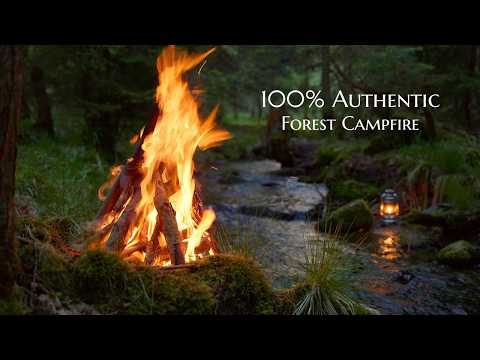 4K 📺 100% Authentic Forest Campfire 🔥Lighting a Fire & Adding Wood
