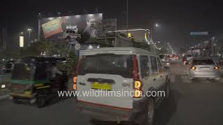 Nighttime city life and traffic in Surat, Gujarat