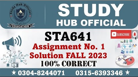 STA641 Assignment 1 Solution fall 2023 by Study Hub Official
