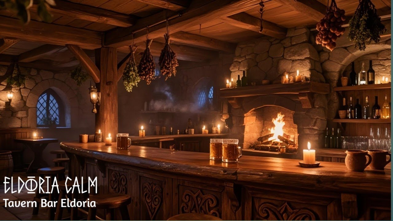 Cozy Medieval Tavern Bar 🍺 | Eldoria Fantasy Ambience for Reading, Relax & Sleep