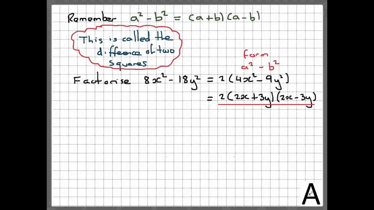 4 2 Factorisation Difference Of Two Squares YouTube 4 2 factorisation difference of two squares youtube