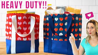 How to Sew a Reusable Grocery Bag / Heavy Duty & Leak Proof!!