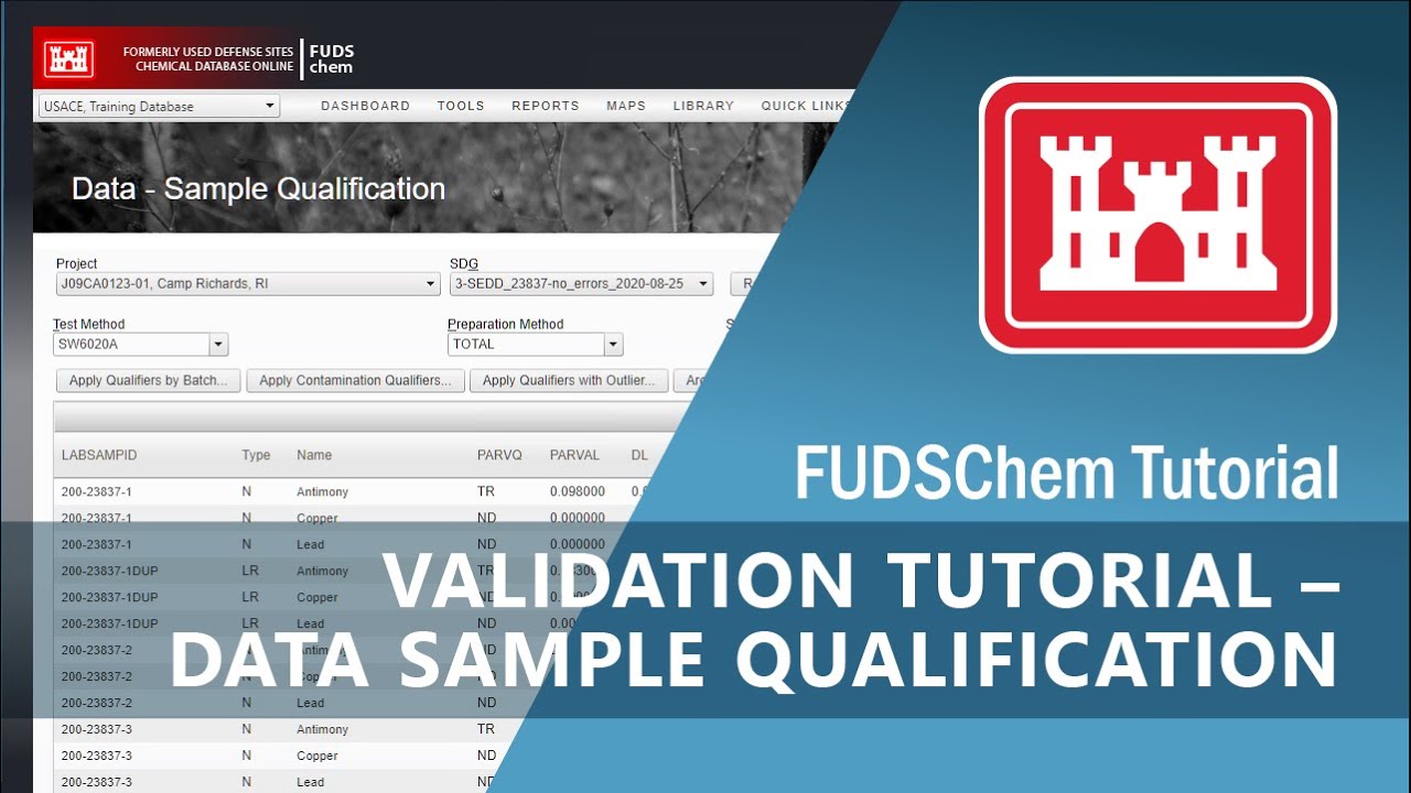 Qualification Sample Data Validation Tutorial Data - Sample Qualification - FUDSChem - YouTube