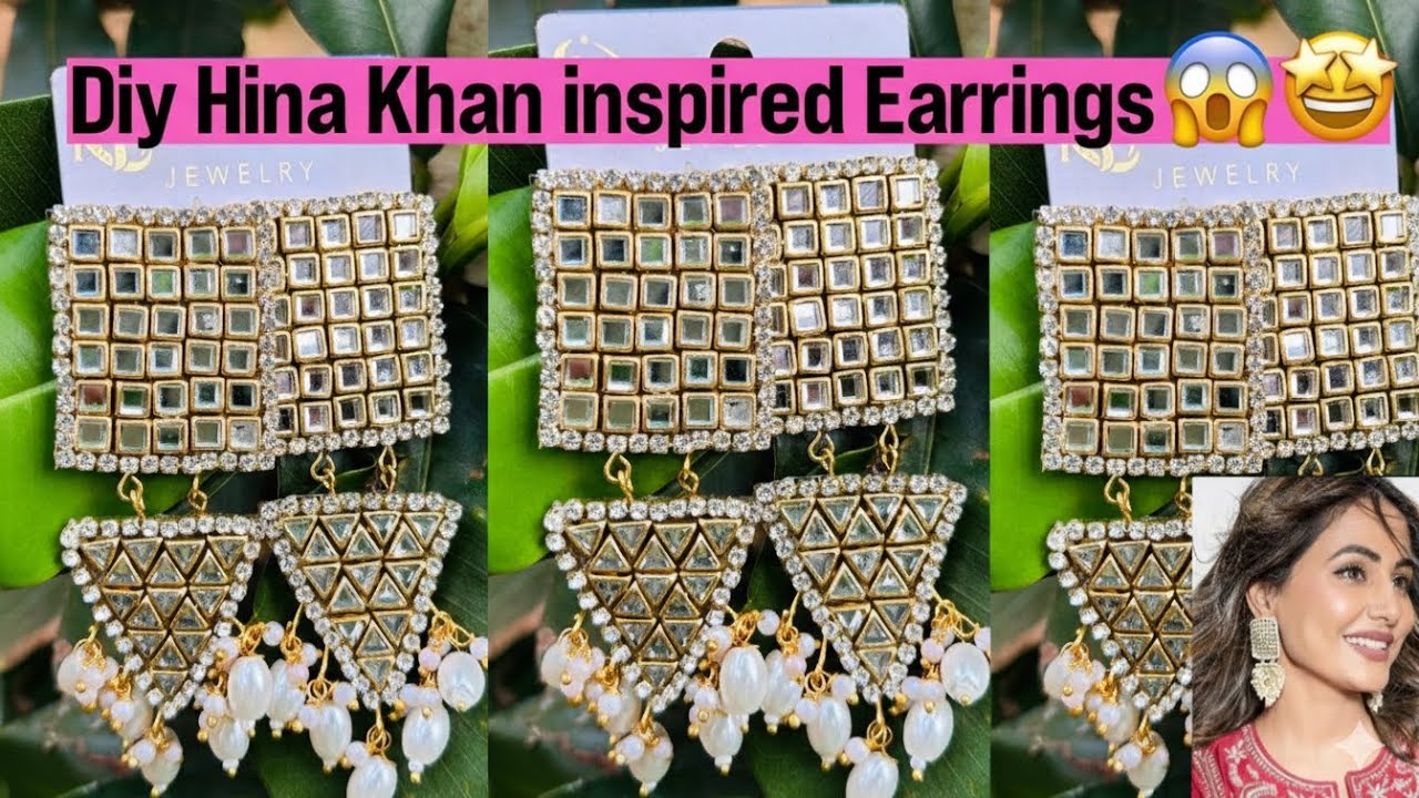 Изготовление сережек с камнями кундан в стиле Хины Кхан в домашних условиях | Простой мастер-клас...