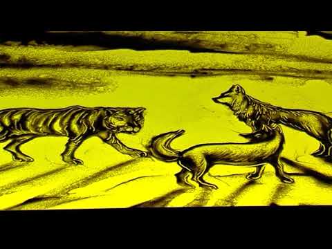 Nona giunashvili (sand art) ნონა გიუნაშვილი \"ქვიშის ზღაპარი\"-ვირი ვეფხვი მელა და მგელი