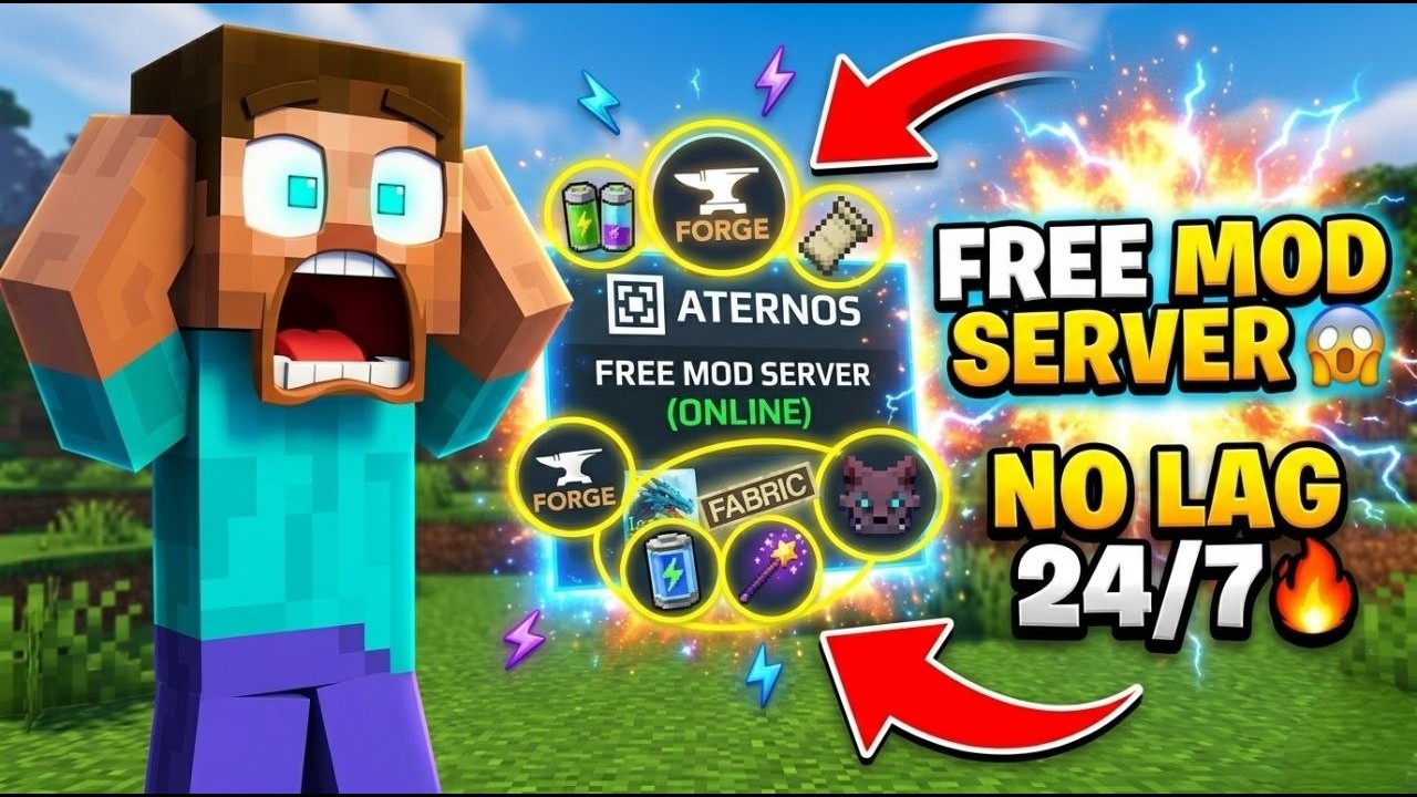 Modz 24 PLAY WITH ME 😱 FREE Aternos Server (Mods + 24/7 Online) - YouTube