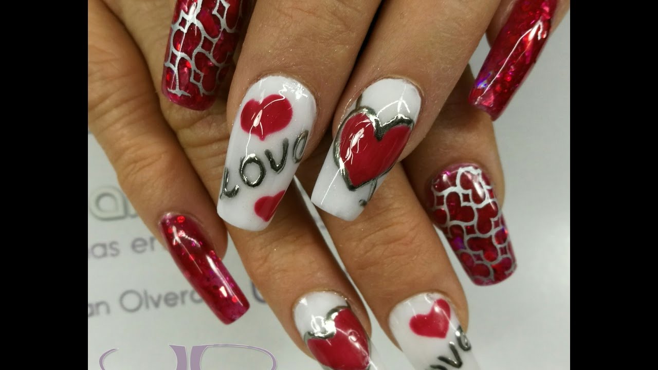 💅 San Valentín diseño sencillo, uñas acrílicas 😍 - thptnganamst.edu.vn