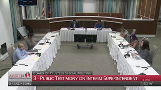 Board Special Session (Interim Superintendent): June 13, 2022