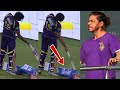 KKR player Angry &amp; Damage The Boundary line after the controversial Run Out Angkrish Raghuvanshi LSG