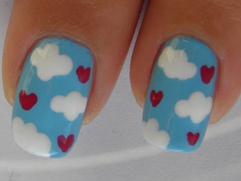 Valentine nail art tutorial: Im on Cloud 9!