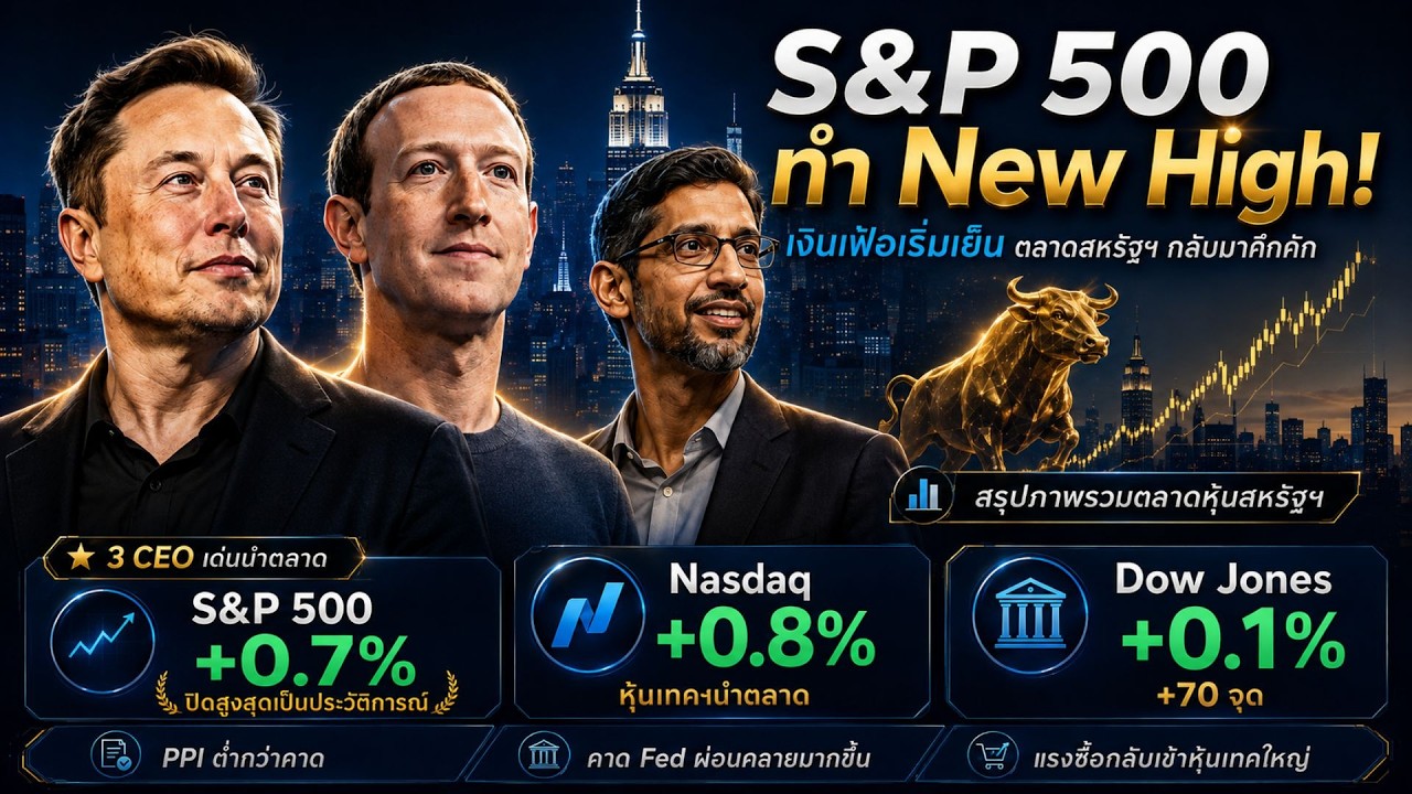 ⁣S&P 500 ทำ All Time High! เงินเฟ้อเย็น หุ้นเทคกลับมาแรง | ตลาดหุ้นสหรัฐฯ 13 ส.ค. 2026 #ไอเดียลงทุน