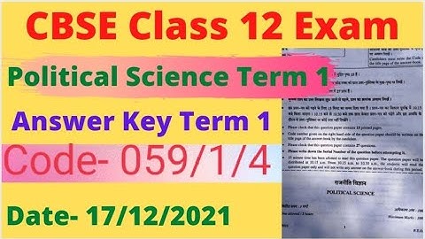CBSE Class 12 Term 1 Answer key 2021 | Political Science Exam Answer key | Code 059/1/4 Solution ||