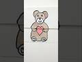 how to teddy bear card draw n paper craft art ❤️ #shorts #art #yt trending#video