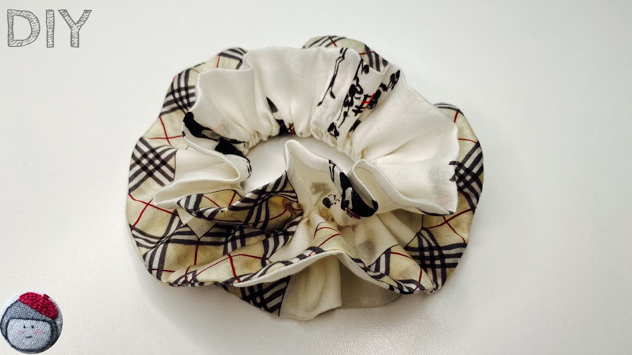 scrunchy♡handmade【ハンカチ598】 Handkerchief remake 3-stage frilled scrunchie - YouTube