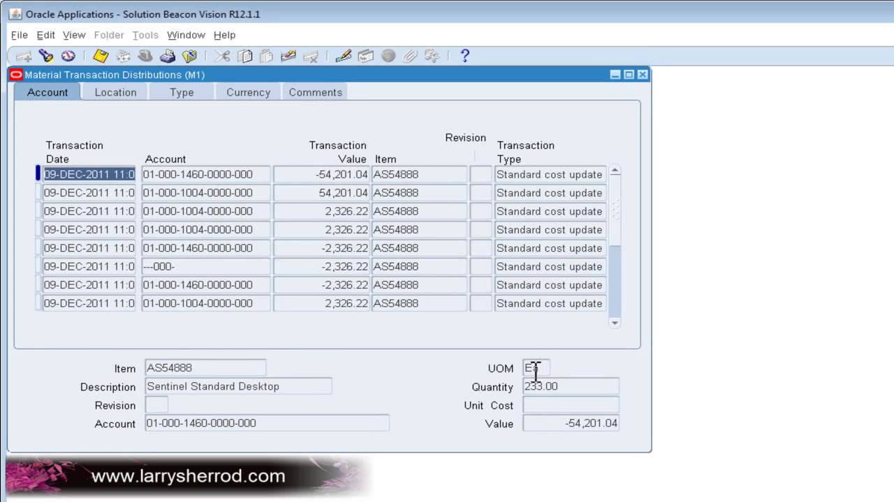 INV Oracle Inventory Inquiry, Oracle Applications Training