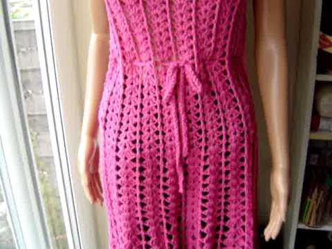 Colourful Crochet Vest, and pink dress made from a vintage pattern ...