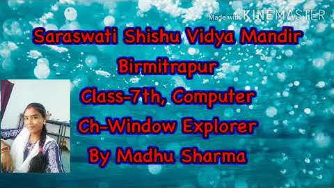 Class-7th,computer, Window explorer, Madhu Sharma,SSVM,BRMP